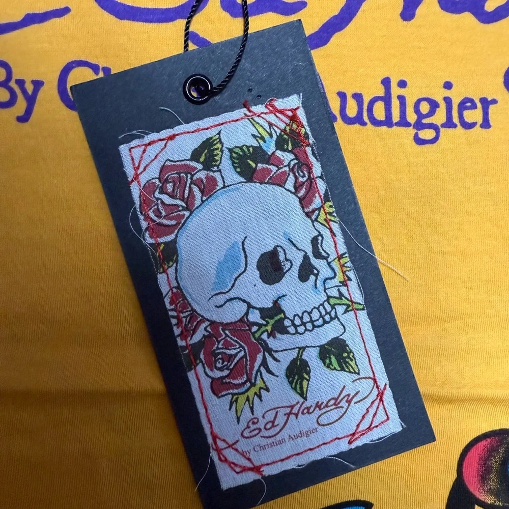 Ed Hardy Yellow Graphic T-Shirt - Picture 4 of 5